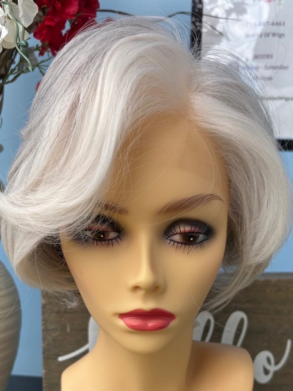 White Gray human hair wig